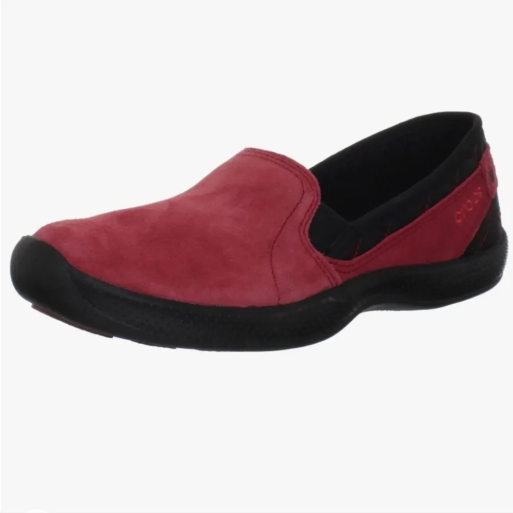 Crocs Any Weather AnyWeather Suede‎ Loafers Slip On Shoes True Red/Black 7.5 7½